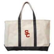 USC Trojans Natural and Black SC Interlock Embroidered Heavy Duty Cotton Canvas Wide Tote